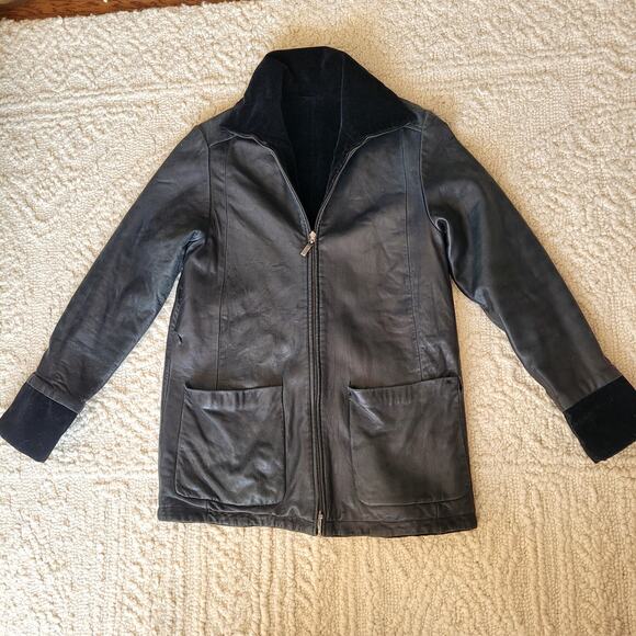 Vtg 90's Kenneth Cole Leather Velvet Reversible Jacket Sz S - Picture 5 of 10